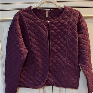 Mono B Quilted Burgundy Teddy Jacket